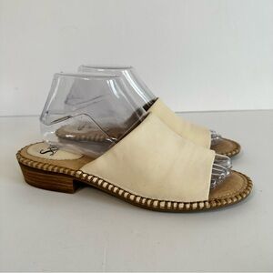 Söfft‎ Leather Slide Sandals Cream Tan Woven Stitching Low Block Heel Women’s 8M